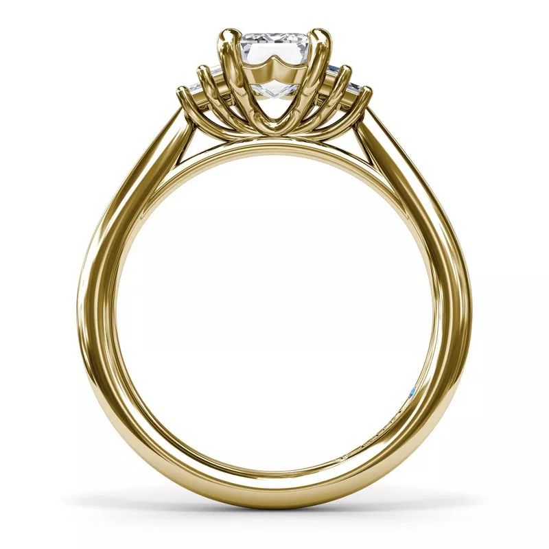 14K Yellow Gold Cluster Diamond Semi-Mount Ring