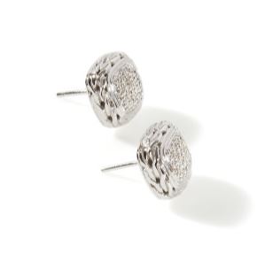Sterling Silver Classic Chain Diamond Pave 0.28cttw Small Square Earrings by John Hardy