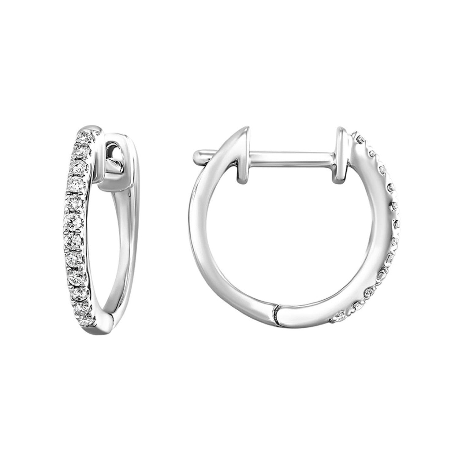 10K White Gold 0.10cttw I H-I Diamond Huggie Earrings