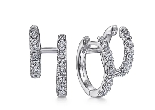 14K White Gold 0.73cttw SI2 IJ Diamond Easy Stackable Earrings by Gabriel