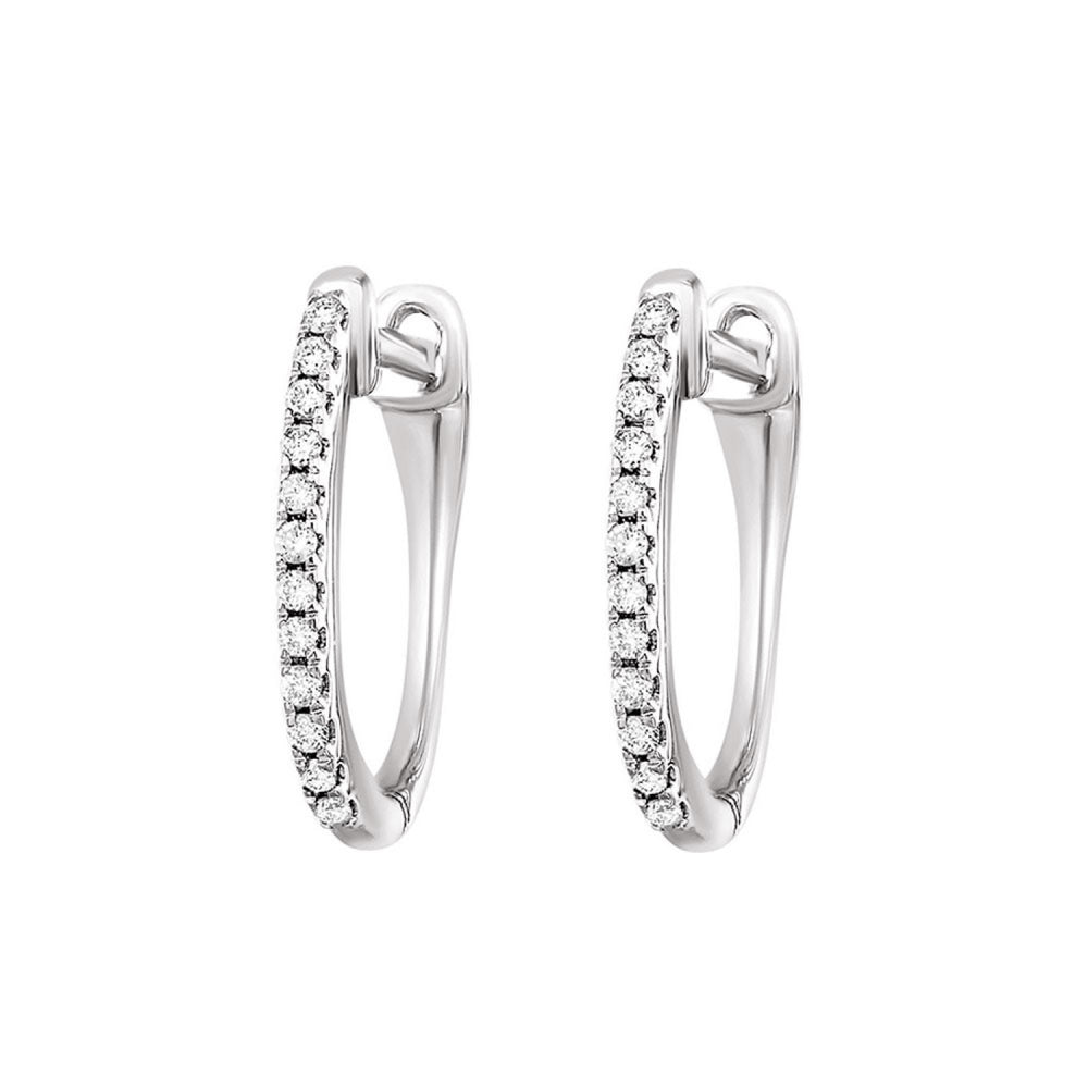 10K White Gold Diamond Huggie Earrings