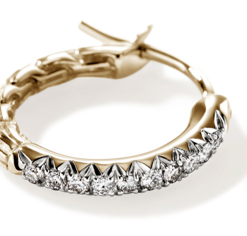 JH Essentials 14K Gold Diamond Pave Hoop Earrings by John Hardy