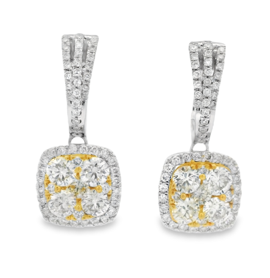 14K White Gold 2.15cttw Yellow Diamond & 0.63cttw Diamond Earrings by RJM