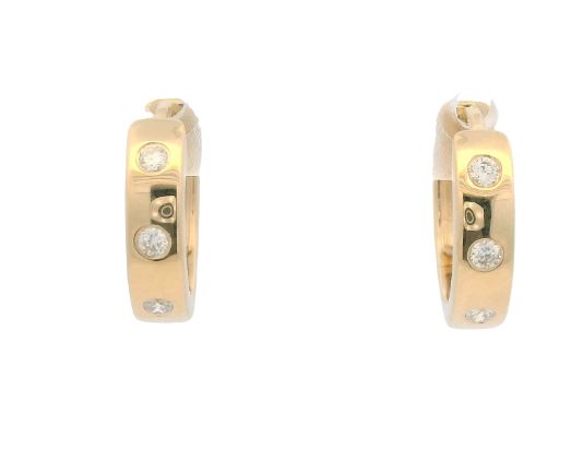 14K Yellow Gold Diamond Huggie Earrings