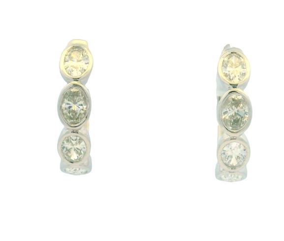 14K White Gold 0.82cttw Bezel Set Diamond Earrings by RJM