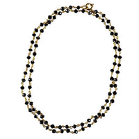 18K Yellow Gold 10cttw Round Black Diamond Bead Chain Link Necklace 18"