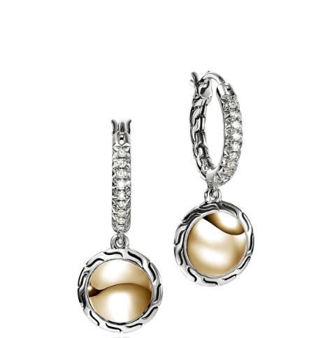 JH Essentials 14K Gold & Silver 0.16cttw Diamond Pave Drop Earrings by John Hardy