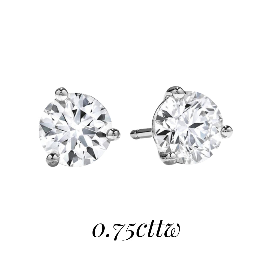 18K White Gold 0.70cttw VS-SI I-J Hearts on Fire Solitaire Diamond Earrings