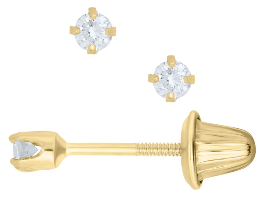 14K Yellow Gold Kiddie Kraft 0.10cttw Diamond Stud Earrings