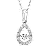 10K White Gold 0.20cttw Diamond Rhythm of Love Pear Shaped Pendant & Chain
