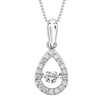 10K White Gold 0.20cttw Diamond Rhythm of Love Pear Shaped Pendant & Chain