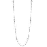 14K White Gold 0.25cttw Diamonds Station Necklace