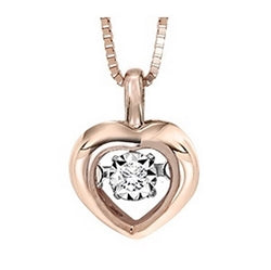 10K Rose Gold 0.02cttw Diamond Rhythm of Love Heart Pendant