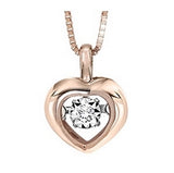 10K Rose Gold 0.02cttw Diamond Rhythm of Love Heart Pendant