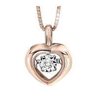 10K Rose Gold 0.02cttw Diamond Rhythm of Love Heart Pendant