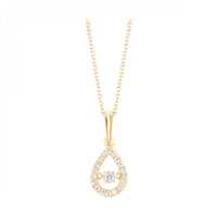 10K Yellow Gold 0.20cttw Diamond Rhythm of Love Pear Shaped Pendant & Chain