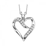 Sterling Silver and Diamond Heart Pendant
