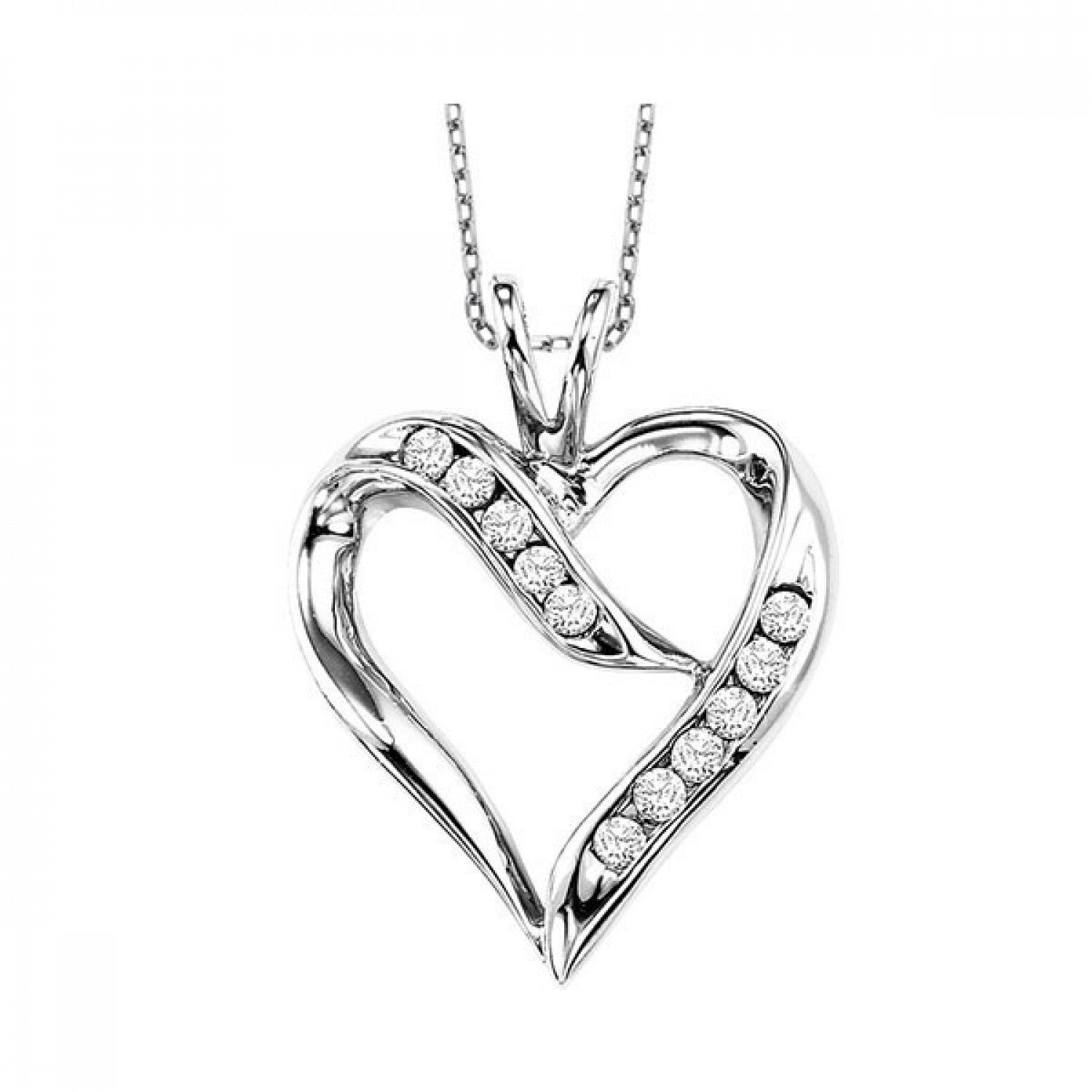 Sterling Silver and Diamond Heart Pendant