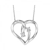 Sterling Silver 0.05cttw Diamond Twogether Heart Pendant & Chain