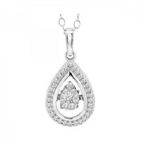 14K White Gold Diamond Pear Shape Rhythm of Love Pendant Necklace