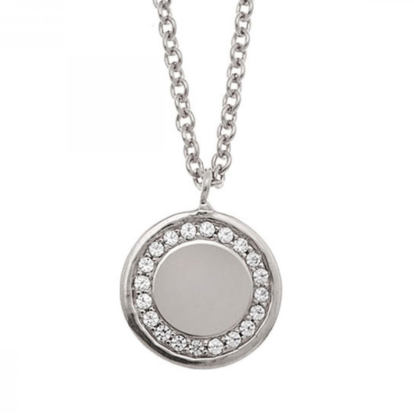 10K White Gold Diamond Pendant Necklace