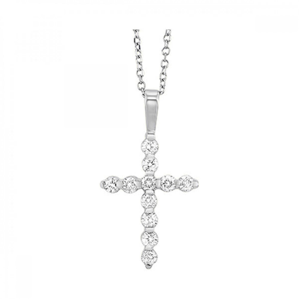 14K White Gold 0.25cttw Diamond Cross Pendant