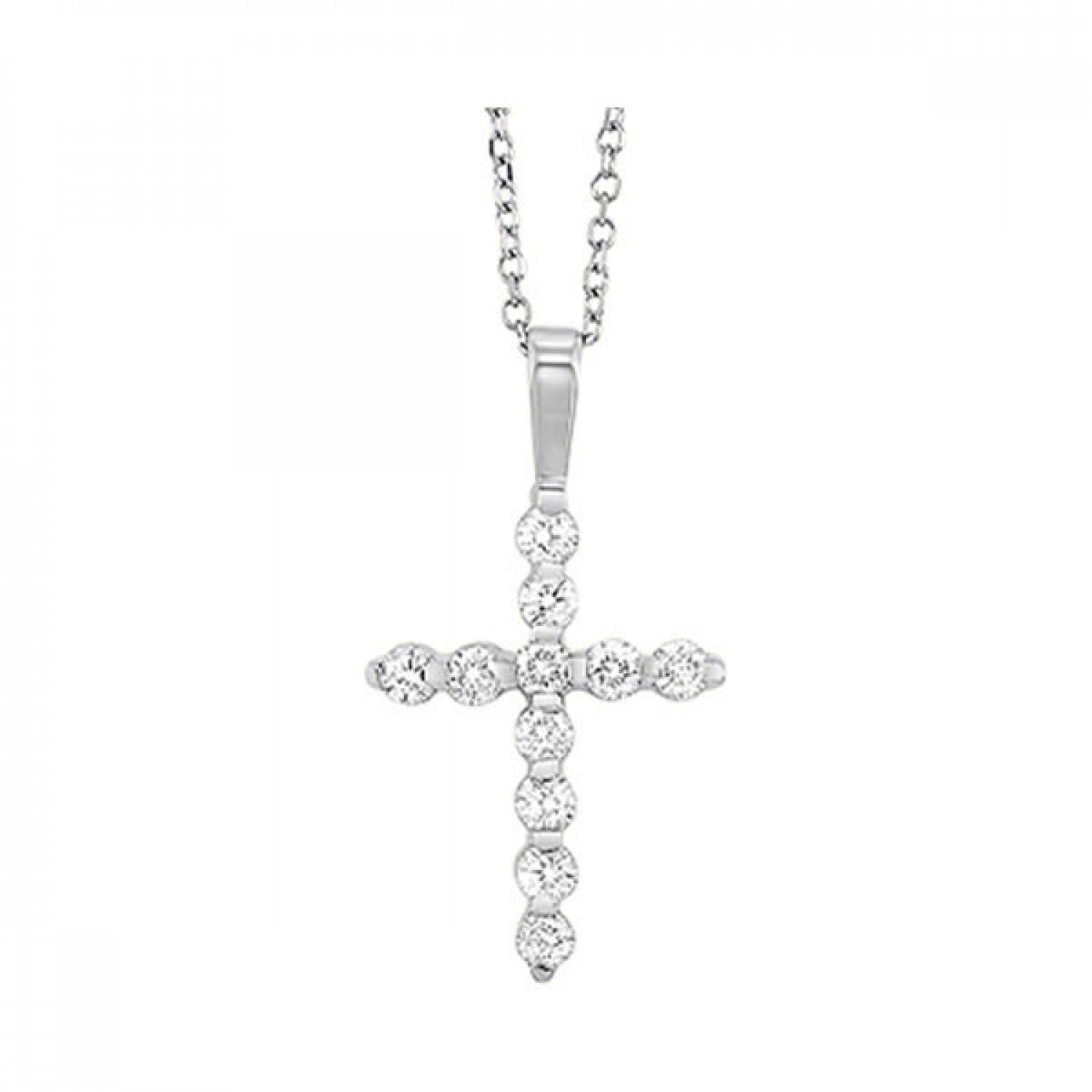 14K White Gold 0.25cttw Diamond Cross Pendant