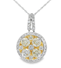 14K White Gold 1.60cttw Yellow Diamond & 0.22cttw Diamond Pendant Necklace by RJM