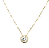 14K Yellow Gold 0.26ct SI I Bezel Set Diamond Pendant 16-17"