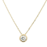 14K Yellow Gold 0.26ct SI I Bezel Set Diamond Pendant 16-17"