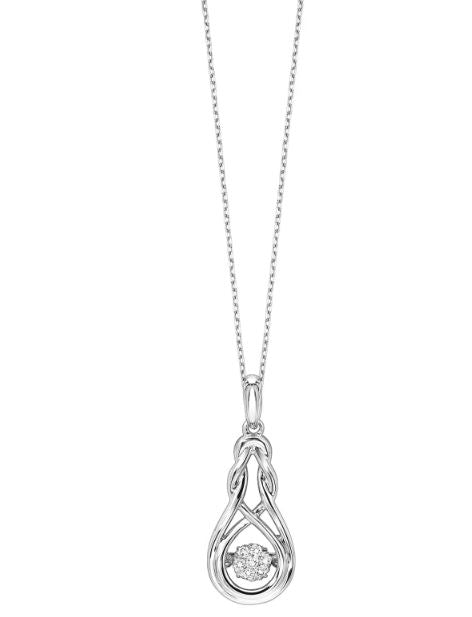 Silver 0.10cttw Diamond Knot Pendant Necklace