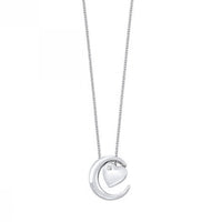 Sterling Silver 0.02ctw Diamond Heart in Moon Necklace
