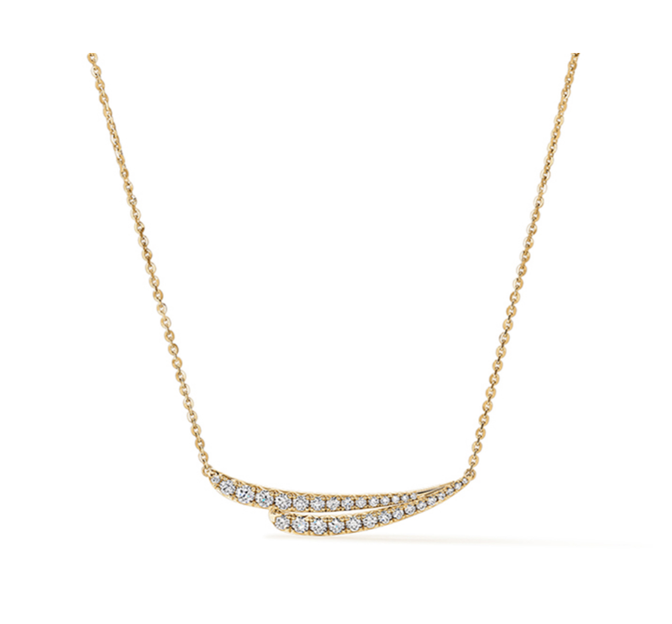 Vela 18K Yellow Gold 0.40cttw VS G-H French Cut Pave Diamond Pendant Necklace by HOF
