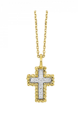 14K Yellow Gold 0.05  Diamond Cross Pendant
