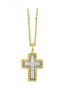 14K Yellow Gold 0.05  Diamond Cross Pendant