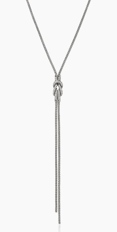 Love Knot Silver Diamond Pave Chain Y Necklace 18-20 by John Hardy
