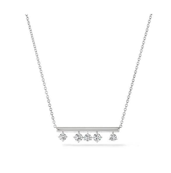 Barre 18K White Gold Floating 0.54cttw VS G-H Diamond Pendant Necklace 18" by HOF
