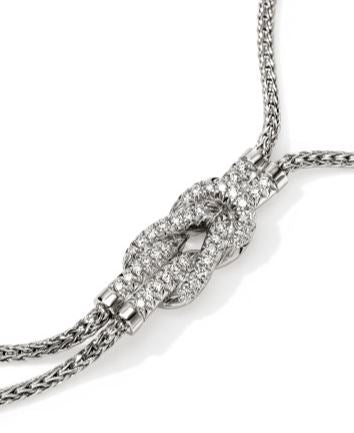 Love Knot Silver Diamond Pave Chain Y Necklace 18-20 by John Hardy
