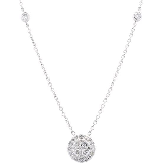 14K White Gold 0.44cttw SI IJ Diamond Necklace 18"
