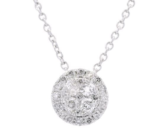 14K White Gold 0.44cttw SI IJ Diamond Necklace 18"