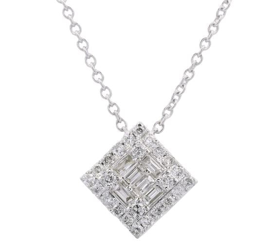 14K White Gold 0.55cttw SI IJ Diamond Necklace 18"
