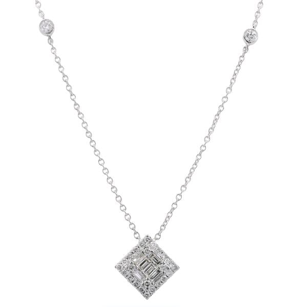 14K White Gold 0.55cttw SI IJ Diamond Necklace 18"