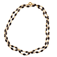 18K Yellow Gold 15.00cttw Oval Black Diamond Bead Chain Link Necklace 18"