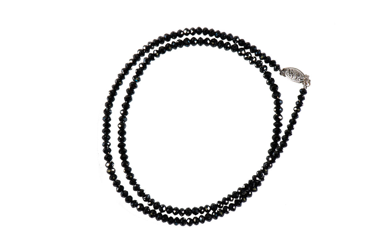 14K White Gold 42.14cttw Black Diamond Bead Necklace 17"