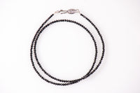 14K White Gold 25.30cttw Black Diamond Bead Necklace 17"
