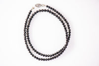 14K White Gold 63.63cttw Black Diamond Bead Necklace 17"