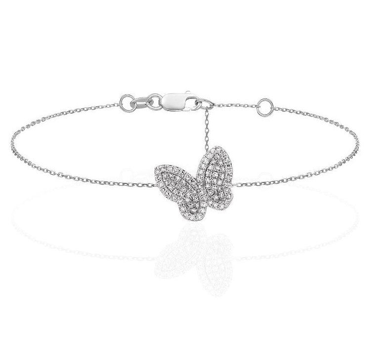 14K White Gold 0.22cttw H/I SI Diamond Butterfly Bracelet