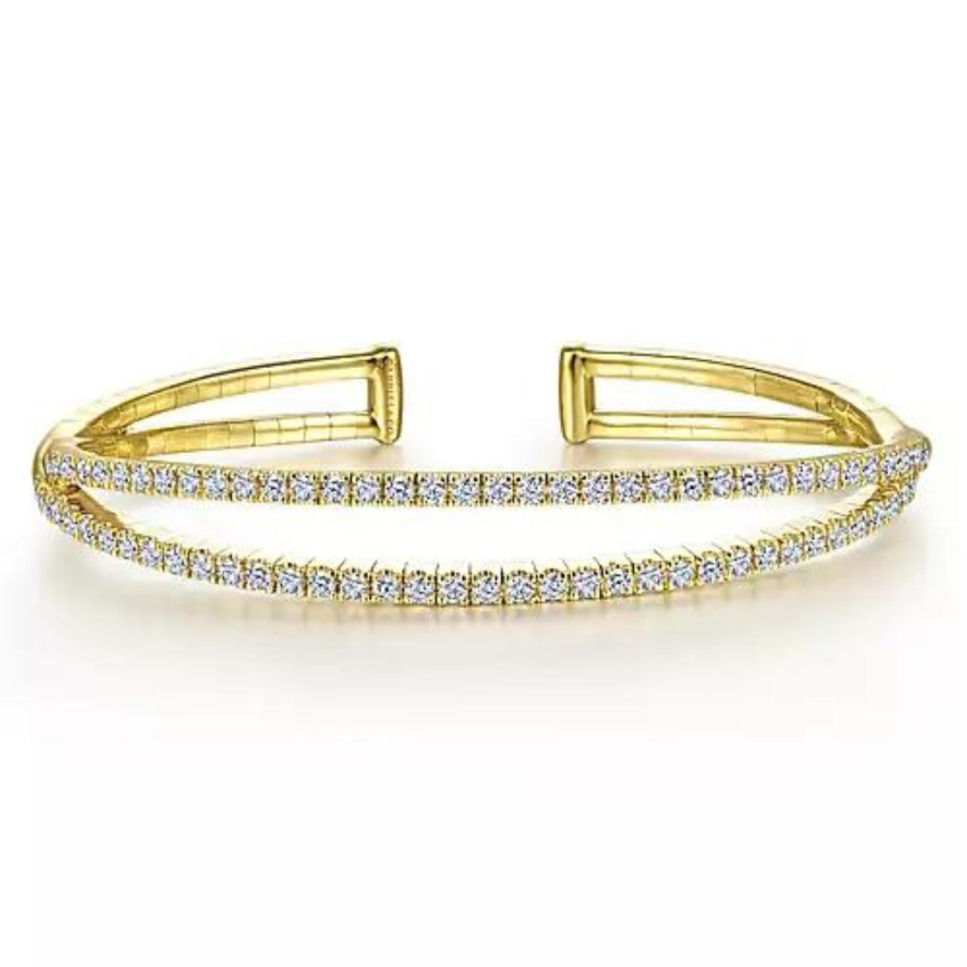 14K Yellow Gold 1.57cttw SI2 G-H Split Diamond Cuff by Gabriel