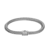 Icon Silver 0.18cttw Diamond Pave' X Small Bracelet, Sz L by John Hardy