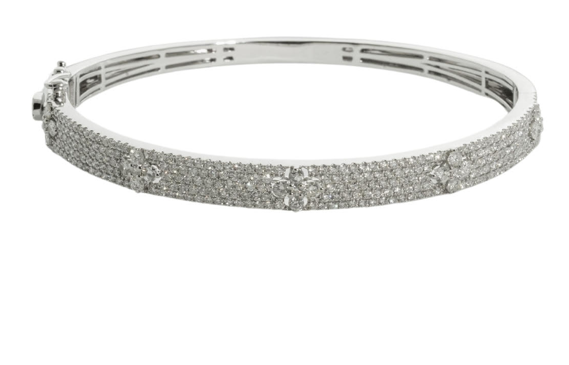 14K White Gold 2.5cttw Diamond Bangle